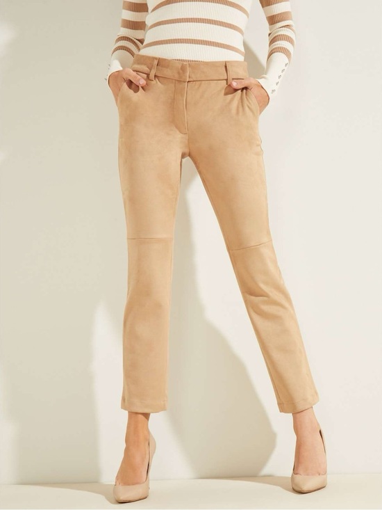 Guess Pants - Guess Women's Faux Suede Pants in Camel Tan